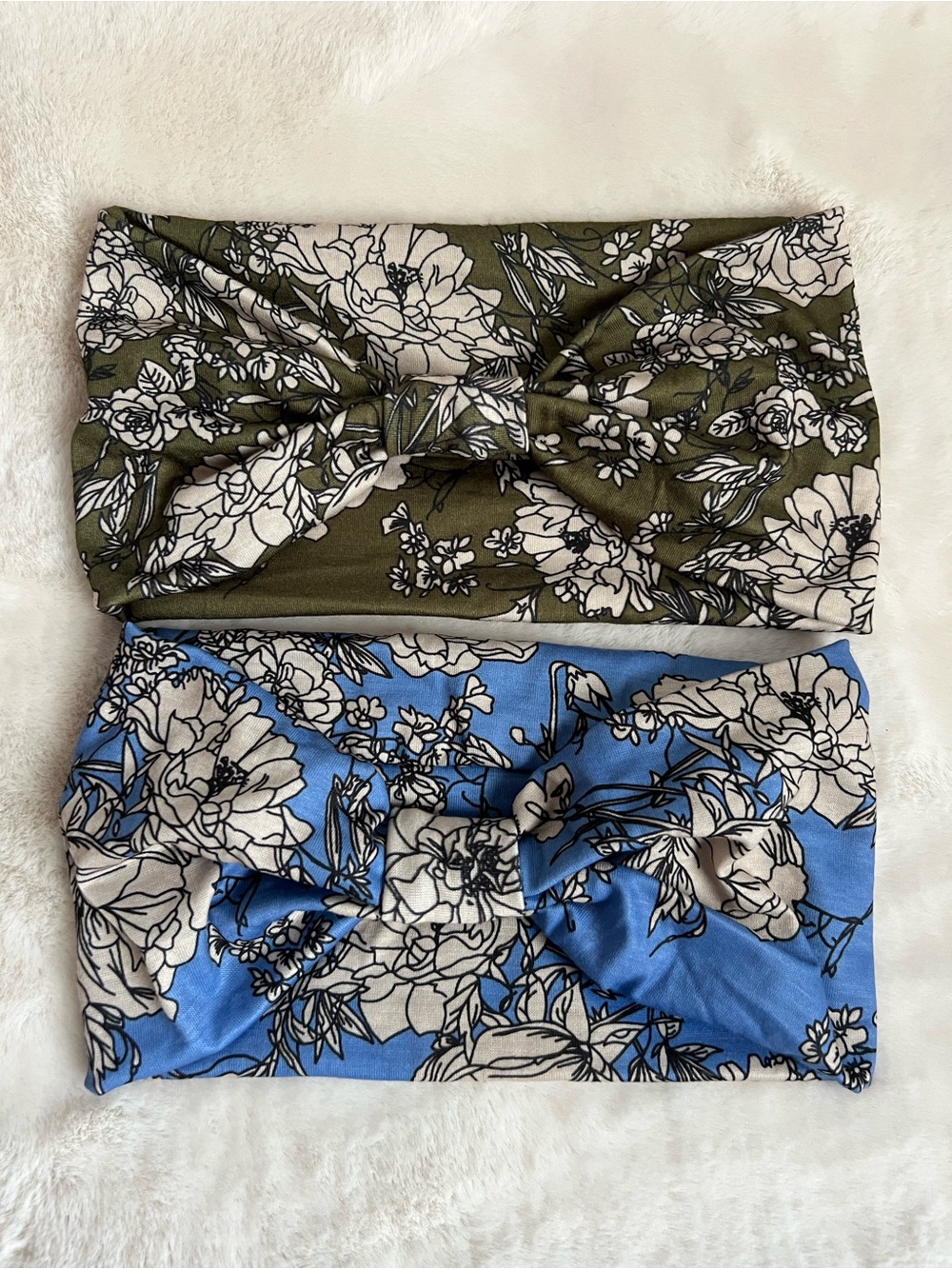 5/$20 Floral Twist Knot Headband Lot Blue Olive Green Boho Wide Stretch Hairband